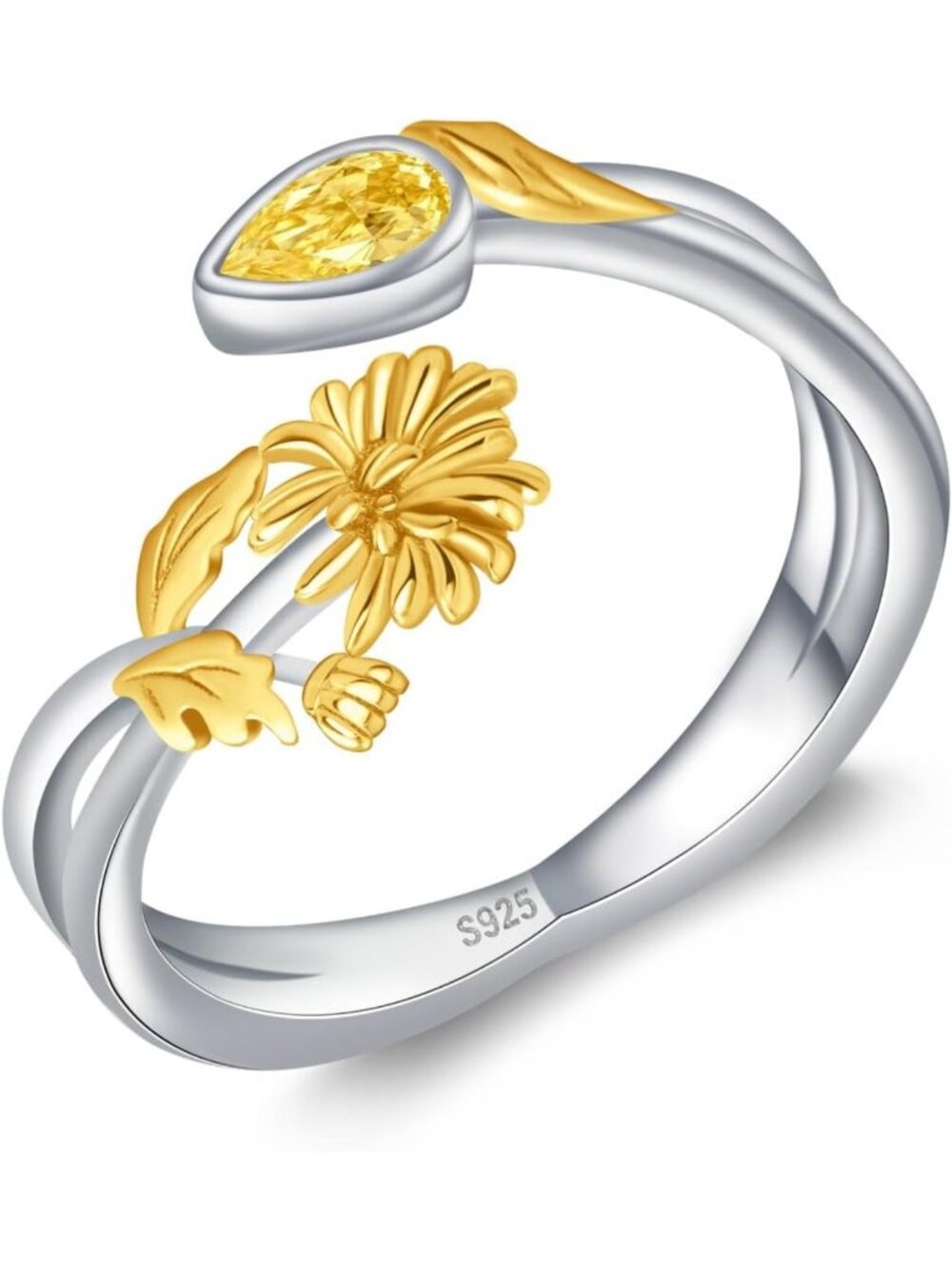 Adjustable Birth Flower Ring - 925 Sterling Silver Month & Birthstone Jewelry